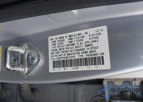 2011 Honda Accord 2.4 Se z USA, uszkodzony, nr VIN 1HGCP2F65BA038936